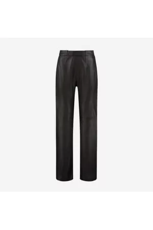 GOOSECRAFT Women Leather Pants - Dark Chocolate Flared Leather Pants