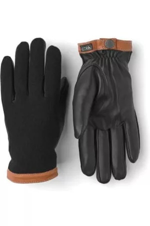Hestra Men Gloves - Deerskin Wool Tricot Black Gloves