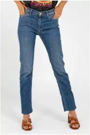 REIKO Women Slim Jeans - Tero Slim Leg Denim Jean - Mid Wash B-96