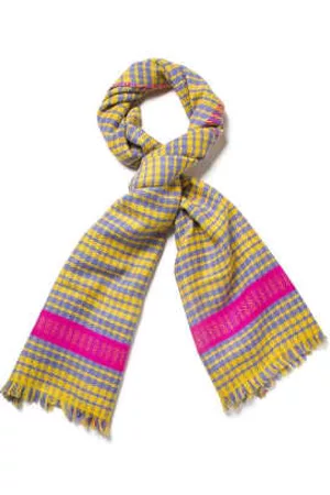 Fab Himalaya Women Winter Scarves - Yellow And Purple Wool Scarf