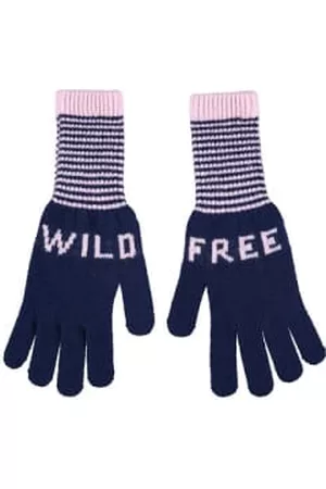 QUINTON & CHADWICK Women Gloves - Wild and Free Gloves in Navy and Pink with Long Striped Cuff