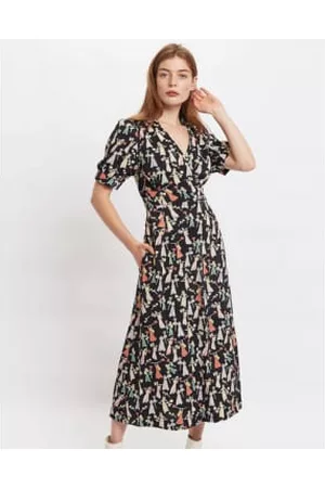 Louche Women Printed & Patterned Dresses - Sakani Flower Girl Print V Neck Midi Dress