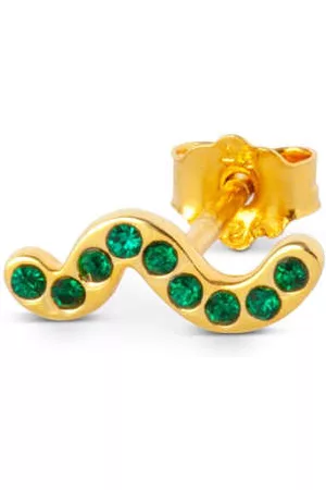 Lulu Copenhagen Women Stud Earrings - Single Stud Plated Earring Snaky Green
