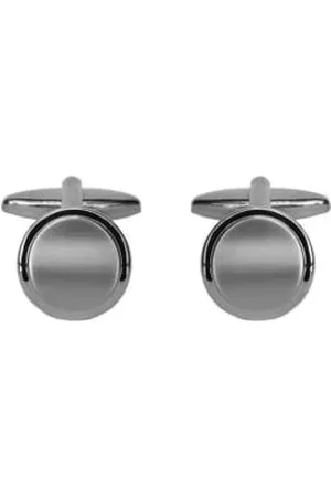 Dalaco Men Watches - Round Cufflinks - Brushed Silver