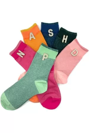 Sixton Women Socks - Tokyo Socks With Sparkly Alphabet Pin