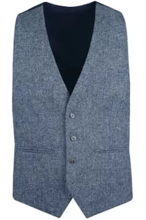 TORRE Men Tweed Jackets - Donegal Tweed Suit Waistcoat - Light