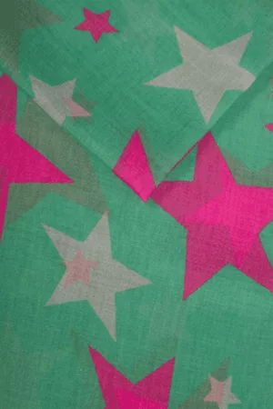 MSH Women Scarves - Fuchsia Two Tone Contrasting Star Print Scarf