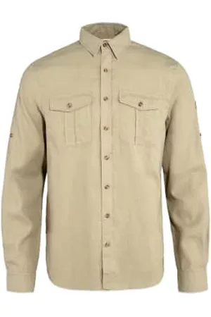 Fjällräven Men Long Sleeved Shirts - Ovik Travel Long Sleeve Shirt - Sand Stone