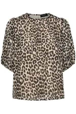 SELECTED Women Tops - Leopard Print Puff Sleeve Top
