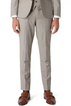 Remus Men Suit Pants - Mario Micro Houndstooth Suit Trousers - Beige