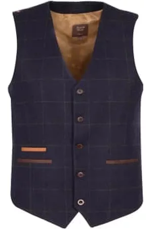 Fratelli Men Waistcoats - Windowpane Check Suit Waistcoat - Navy