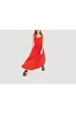 Aigle Women Sleeveless Dresses - Long Sleeveless Dress In Organic Cotton