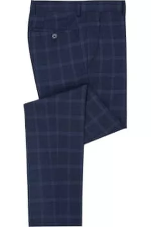 Remus Men Suit Pants - Lanzo Check Suit Trouser - Navy