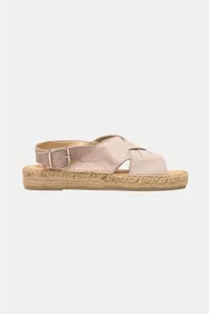 SELECTED Women Leather Sandals - Smoke Gray Maja Leather Espadrilles Sandals