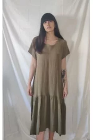 WDTS Women Graduation Dresses - Seam Detail Frilled Hem Dress Olive