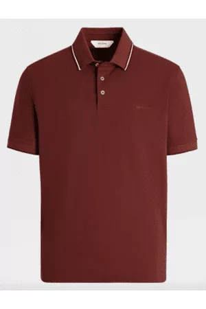 Z Zegna Men Short Sleeved T-Shirts - Dark Stretch Cotton Short-sleeve Polo