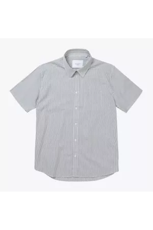 Les Deux Men Short sleeved Shirts - Louis Ss Light Oxford Shirt - Thyme / White