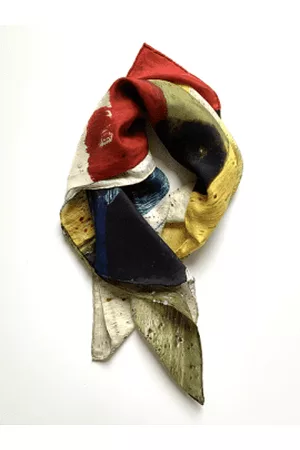 RubyKite Women Scarves - Wildscape Abstract Art Print Large Silk Scarf