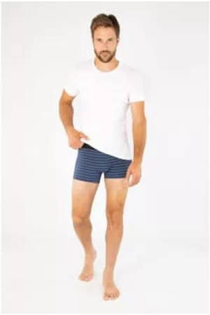 Armor.lux Men Boxer Shorts - Striped Shorty Boxer - Ink Rich Navy Milk