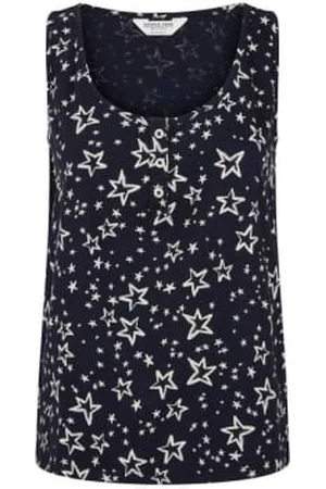 People Tree Women Tank Tops - Navy Sleeveless Pajama Top - Stars