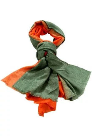 M&M Women Winter Scarves - Scarf - Silk Wool Ombre Green & Orange