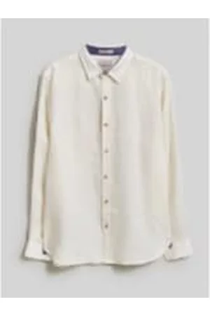 White Stuff Men Long Sleeved Shirts - Pembroke Ls Linen Shirt - Natural