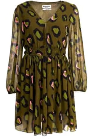 Essentiel Antwerp Women Puff Sleeve & Puff Shoulder Dresses - Mini Khaki Coprey Puff Sleeve Dress