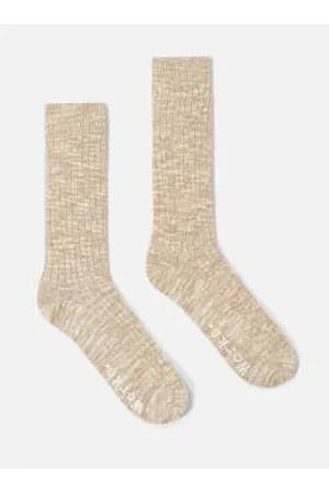 Universal Works Men Socks - Slub Sock In Dark Sand Slub Knit