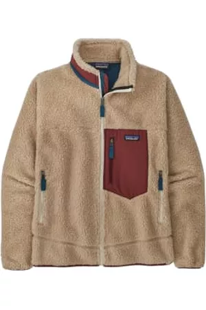 Patagonia Men Fleece Jackets - Classic Retro-X Fleece Men's Jacket Jacket Natural W/Sequoia Red