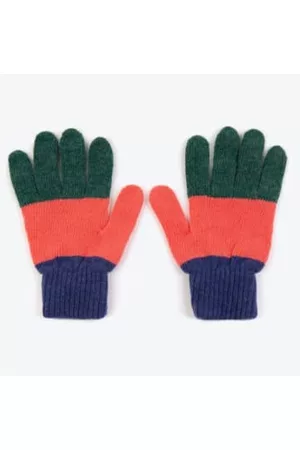 Miss Pompom Women Gloves - Navy Wool Gloves Colourblock