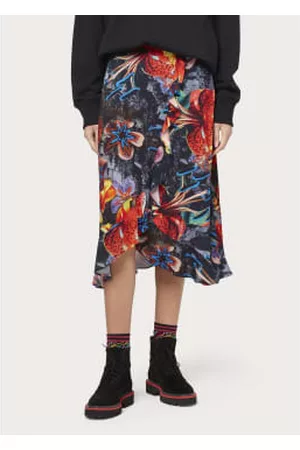 Paul Smith Women Printed Skirts - Floaty Winter Hawaiian Print Faux Wrap Midi Skirt