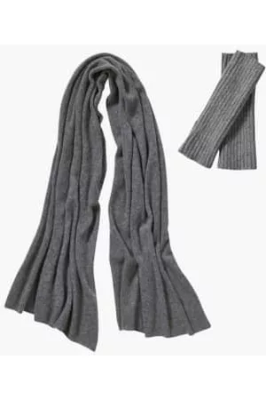 PUR SCHOEN Women Gloves - Scarf + Mittens Set Made from Cashmere Wool - Anthracite