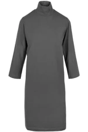 Zusss Women Turtleneck Dresses - Basic Dress With Turtleneck, Anthracite