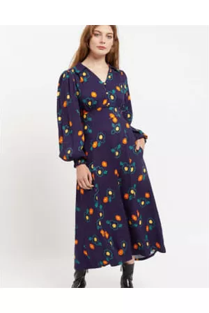 Lilac Rose Women Printed & Patterned Dresses - Jussi Clarice Floral Print Long Sleeve Midi Dress