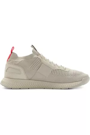 HUGO BOSS Men Sports Equipment - Titanium Knit Runner Knsta Trainers - Open Beige Grey / Red