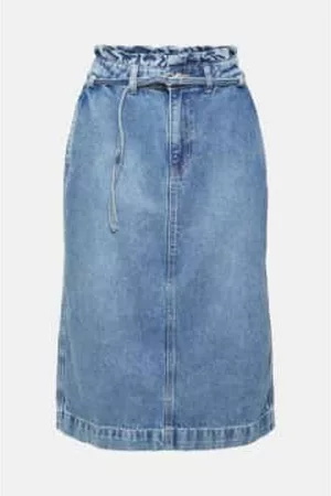 ESPRIT Women Denim Skirts - Denim Skirt With Paperbag Waistband