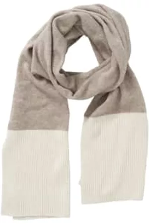 YAYA Women Scarves - Scarf in two tones with ribbed details - Turtledove White