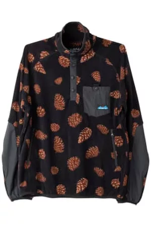 Kavu Men Fleece Jackets - Teannaway Mock Neck Polar Fleece - Pine Cones