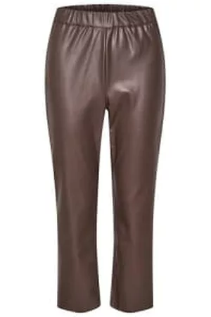 Kaffe Women Leather Pants - Faux Leather Trousers In Milk Chocolate