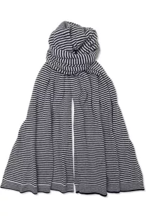 SOMERVILLE . Women Winter Scarves - Cashmere Stripe Scarf Navy/white