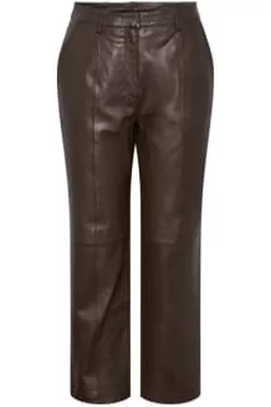 Y.A.S Women Leather Pants - Ricca High Waist Leather Trousers Java