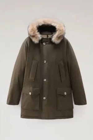 Woolrich Men Fur Jackets - Arctic Parka In Ramar With Detachable Fur Trim Dark