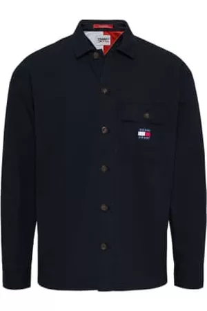 Tommy Hilfiger Men Casual Shirts - Tommy Jeans Solid Transitional Cotton Overshirt - Navy