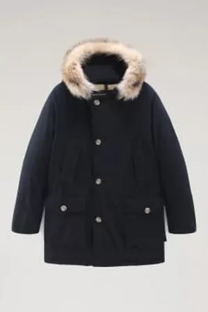 Woolrich Men Fur Jackets - Arctic Parka In Ramar With Detachable Fur Trim Melton