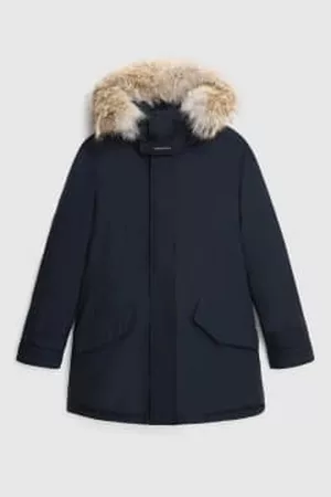 Woolrich Men Fur Jackets - Polar Parka In Ramar With High Collar And Fur Trim Melton