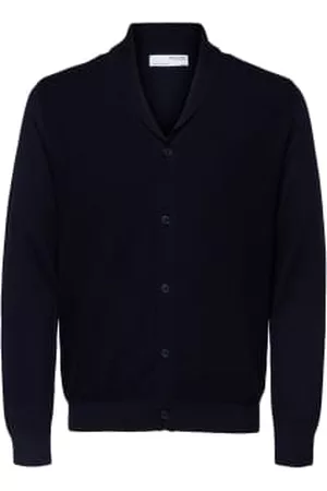 SELECTED Men Tank Tops - Navy shawl neck vest