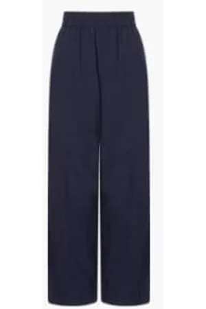 Great Plains Women Jeans - Crinkle Cotton Trousers - Navy