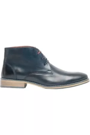 Front Men Lace-up Boots - Logan Leather Chukka Boots - Navy