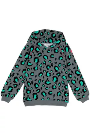Scamp & Dude Girls Hoodies - : Kids With Green Snow Leopard Hoodie