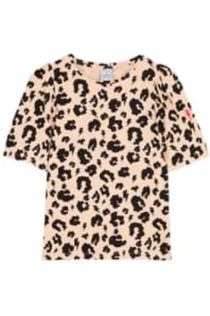 Scamp & Dude Women T-Shirts - Pale Peach With Leopard T-Shirt - Adult